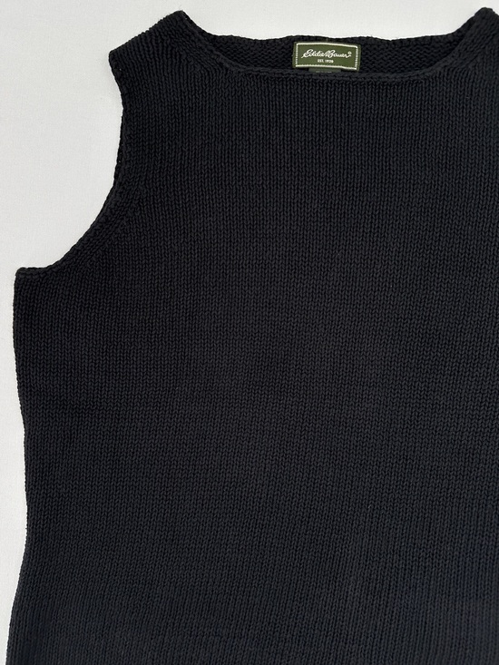 Eddie Bauer Tops - Vintage Eddie Bauer Black Linen Cotton Blend Sleeveless Knit Sweater Tank